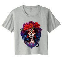 De Los Muertos La Catrina Day Of The Dead Sugar Skull Women's Crop Top Tee