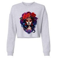 De Los Muertos La Catrina Day Of The Dead Sugar Skull Cropped Pullover Crew