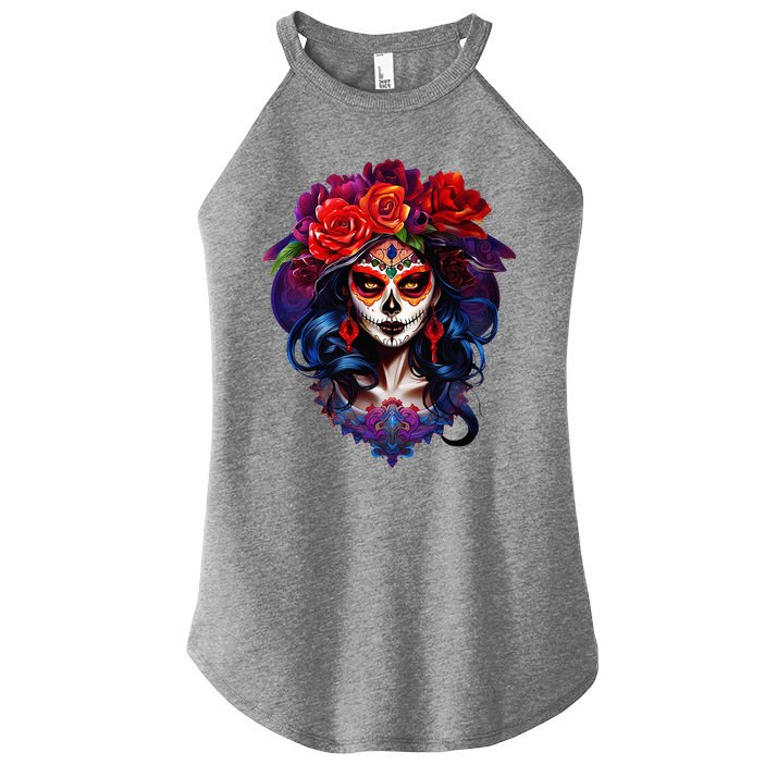 De Los Muertos La Catrina Day Of The Dead Sugar Skull Women's Perfect Tri Rocker Tank
