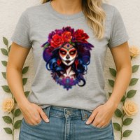 De Los Muertos La Catrina Day Of The Dead Sugar Skull Womens T-Shirt