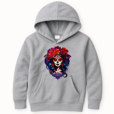 De Los Muertos La Catrina Day Of The Dead Sugar Skull Kids Hoodie