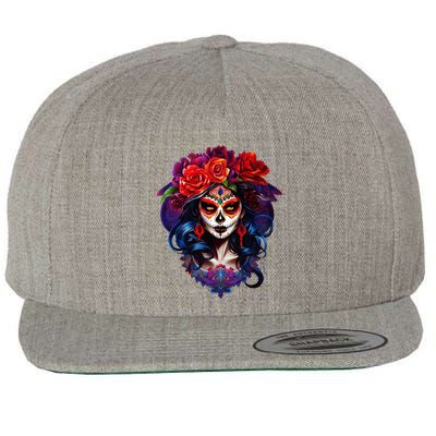 De Los Muertos La Catrina Day Of The Dead Sugar Skull Wool Snapback Cap
