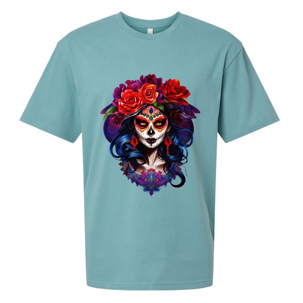 De Los Muertos La Catrina Day Of The Dead Sugar Skull Sueded Cloud Jersey T-Shirt