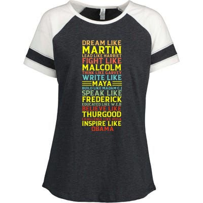 Dream Like Martin Inspirational Black History Influential Enza Ladies Jersey Colorblock Tee