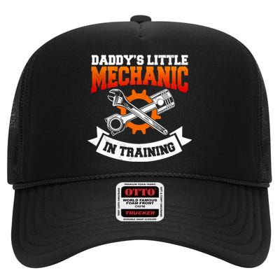 Daddy's Little Mechanic In Training Automotive Technician Cool Gift High Crown Mesh Back Trucker Hat