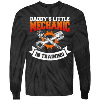 Daddy's Little Mechanic In Training Automotive Technician Cool Gift Tie-Dye Long Sleeve Shirt
