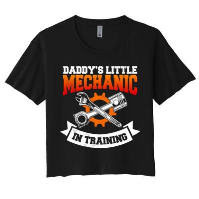 Daddy's Little Mechanic In Training Automotive Technician Cool Gift Crop Top