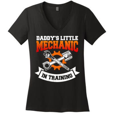 Daddy's Little Mechanic In Training Automotive Technician Cool Gift Women's V-Neck T-Shirt