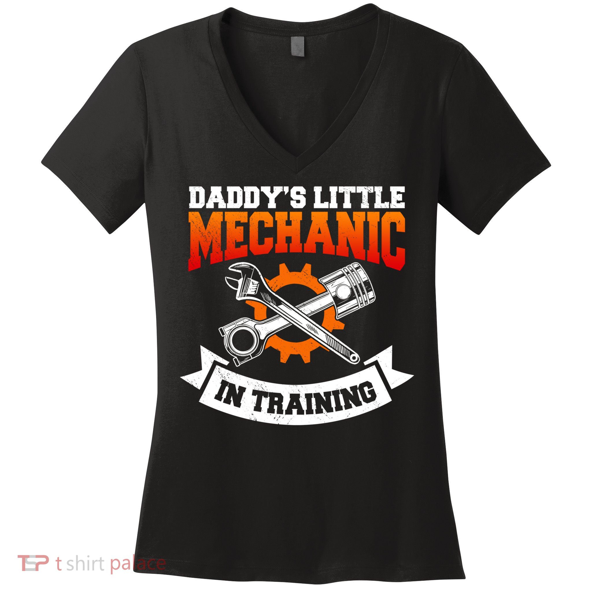 Daddy's Little Mechanic In Training Automotive Technician Cool Gift Women's V-Neck T-Shirt