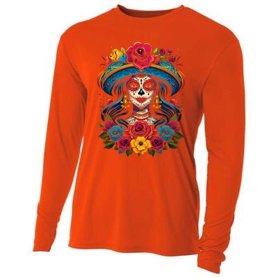 De Los Muertos La Catrina Sugar Skull Day Of The Dead Cooling Performance Long Sleeve Crew