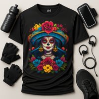 De Los Muertos La Catrina Sugar Skull Day Of The Dead Cooling Performance Crew T-Shirt