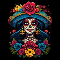 De Los Muertos La Catrina Sugar Skull Day Of The Dead Sustainable Bucket Hat