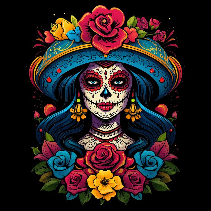 De Los Muertos La Catrina Sugar Skull Day Of The Dead Sustainable Bucket Hat