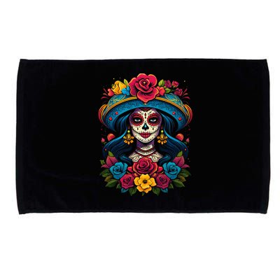 De Los Muertos La Catrina Sugar Skull Day Of The Dead Microfiber Hand Towel