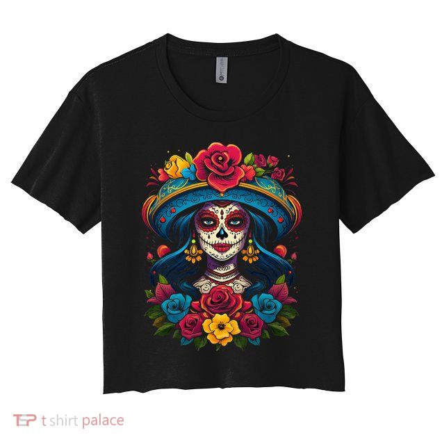 De Los Muertos La Catrina Sugar Skull Day Of The Dead Crop Top