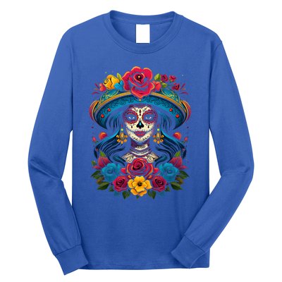 De Los Muertos La Catrina Sugar Skull Day Of The Dead Long Sleeve Shirt