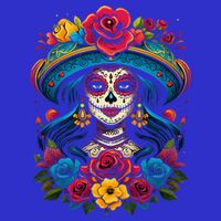 De Los Muertos La Catrina Sugar Skull Day Of The Dead Button