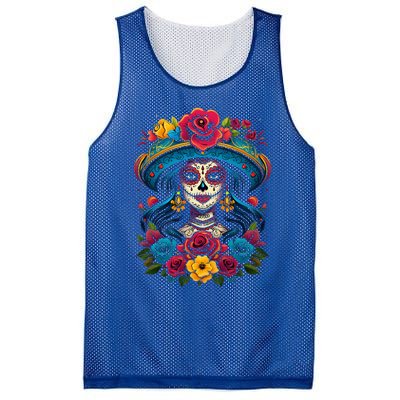 De Los Muertos La Catrina Sugar Skull Day Of The Dead Mesh Reversible Basketball Jersey Tank