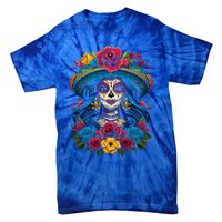 De Los Muertos La Catrina Sugar Skull Day Of The Dead Tie-Dye T-Shirt