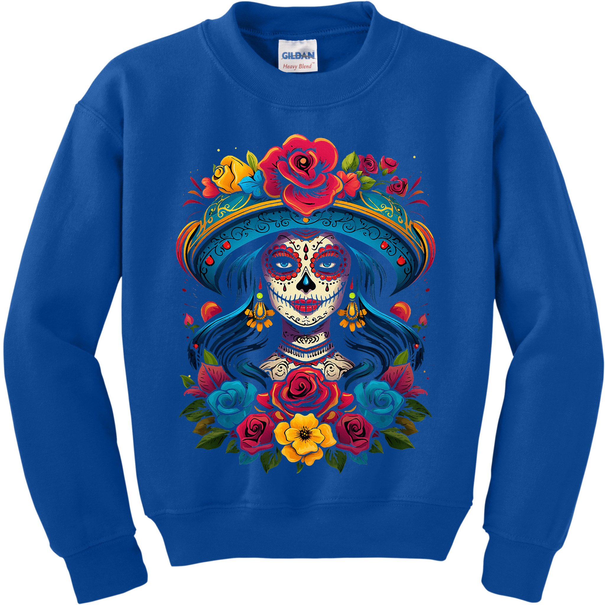 De Los Muertos La Catrina Sugar Skull Day Of The Dead Kids Sweatshirt