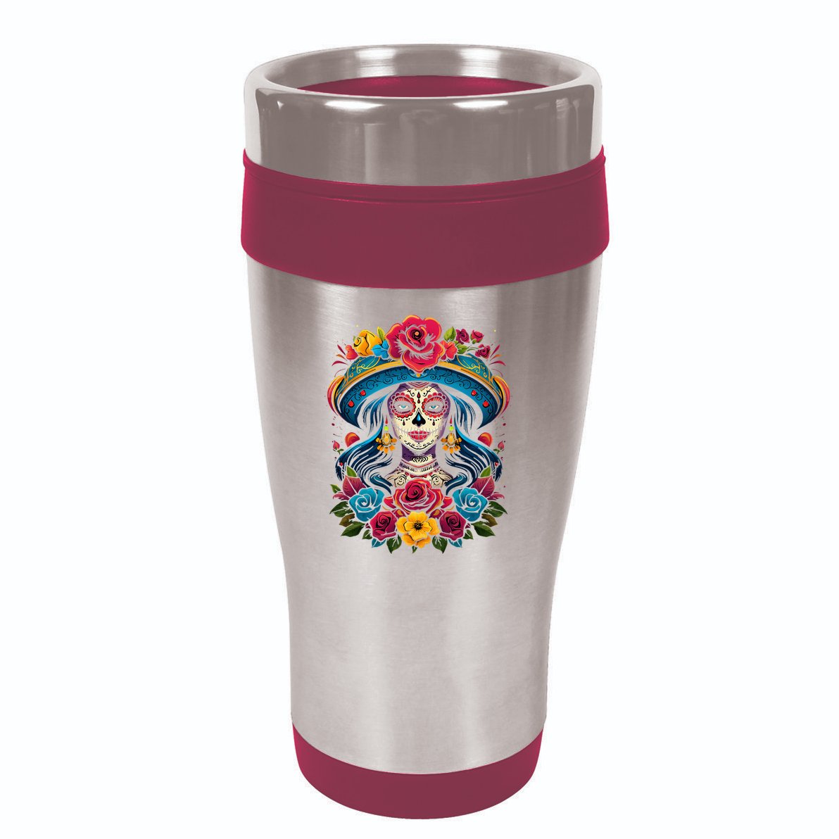 De Los Muertos La Catrina Sugar Skull Day Of The Dead 16oz Travel Tumbler