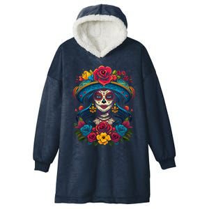 De Los Muertos La Catrina Sugar Skull Day Of The Dead Hooded Wearable Blanket