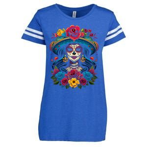 De Los Muertos La Catrina Sugar Skull Day Of The Dead Enza Ladies Jersey Football T-Shirt