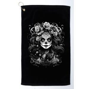 De Los Muertos La Catrina Day Of The Dead Sugar Skull Platinum Collection Golf Towel