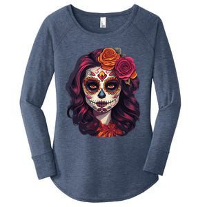 De Los Muertos La Catrina Day Of The Dead Sugar Skull Women Women's Perfect Tri Tunic Long Sleeve Shirt