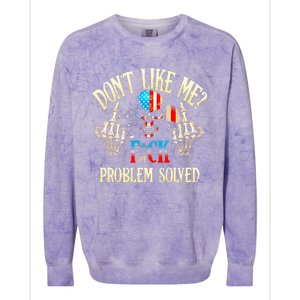 Dont Like Me F Ck Off Problemsolved Funny Skull Grim Reaper Colorblast Crewneck Sweatshirt