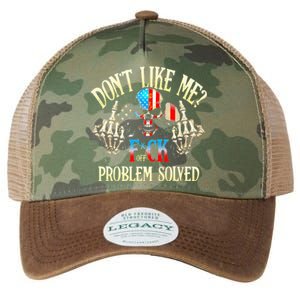 Dont Like Me F Ck Off Problemsolved Funny Skull Grim Reaper Legacy Tie Dye Trucker Hat