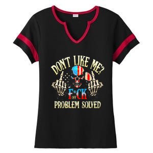 Dont Like Me F Ck Off Problemsolved Funny Skull Grim Reaper Ladies Halftime Notch Neck Tee