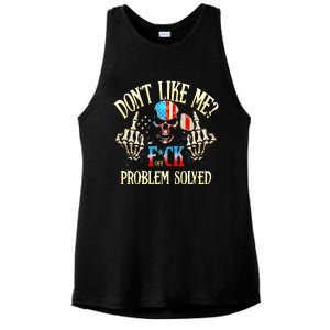 Dont Like Me F Ck Off Problemsolved Funny Skull Grim Reaper Ladies PosiCharge Tri-Blend Wicking Tank