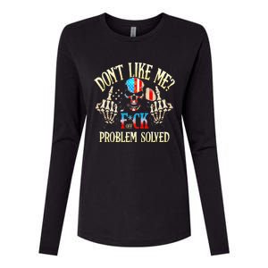 Dont Like Me F Ck Off Problemsolved Funny Skull Grim Reaper Womens Cotton Relaxed Long Sleeve T-Shirt