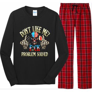 Dont Like Me F Ck Off Problemsolved Funny Skull Grim Reaper Long Sleeve Pajama Set