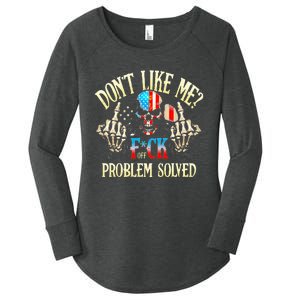 Dont Like Me F Ck Off Problemsolved Funny Skull Grim Reaper Women's Perfect Tri Tunic Long Sleeve Shirt