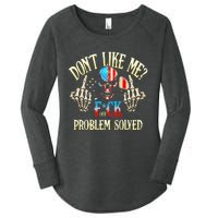 Dont Like Me F Ck Off Problemsolved Funny Skull Grim Reaper Women's Perfect Tri Tunic Long Sleeve Shirt