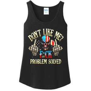 Dont Like Me F Ck Off Problemsolved Funny Skull Grim Reaper Ladies Essential Tank