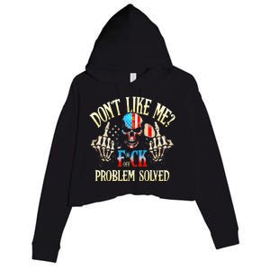 Dont Like Me F Ck Off Problemsolved Funny Skull Grim Reaper Crop Fleece Hoodie