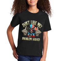 Dont Like Me F Ck Off Problemsolved Funny Skull Grim Reaper Kids T-Shirt
