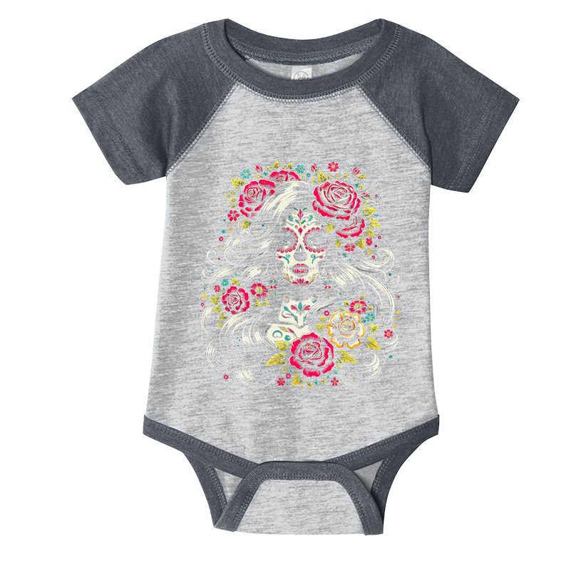 De Los Muertos La Catrina Day Of The Dead Sugar Skull Women Infant Baby Jersey Bodysuit