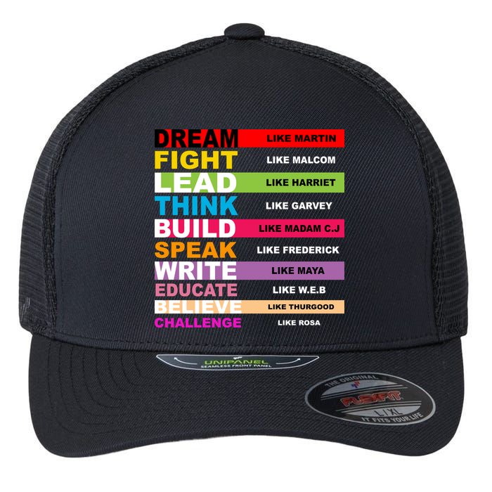 Dream Like Martin Fight Like Malcom Black History Month Flexfit Unipanel Trucker Cap