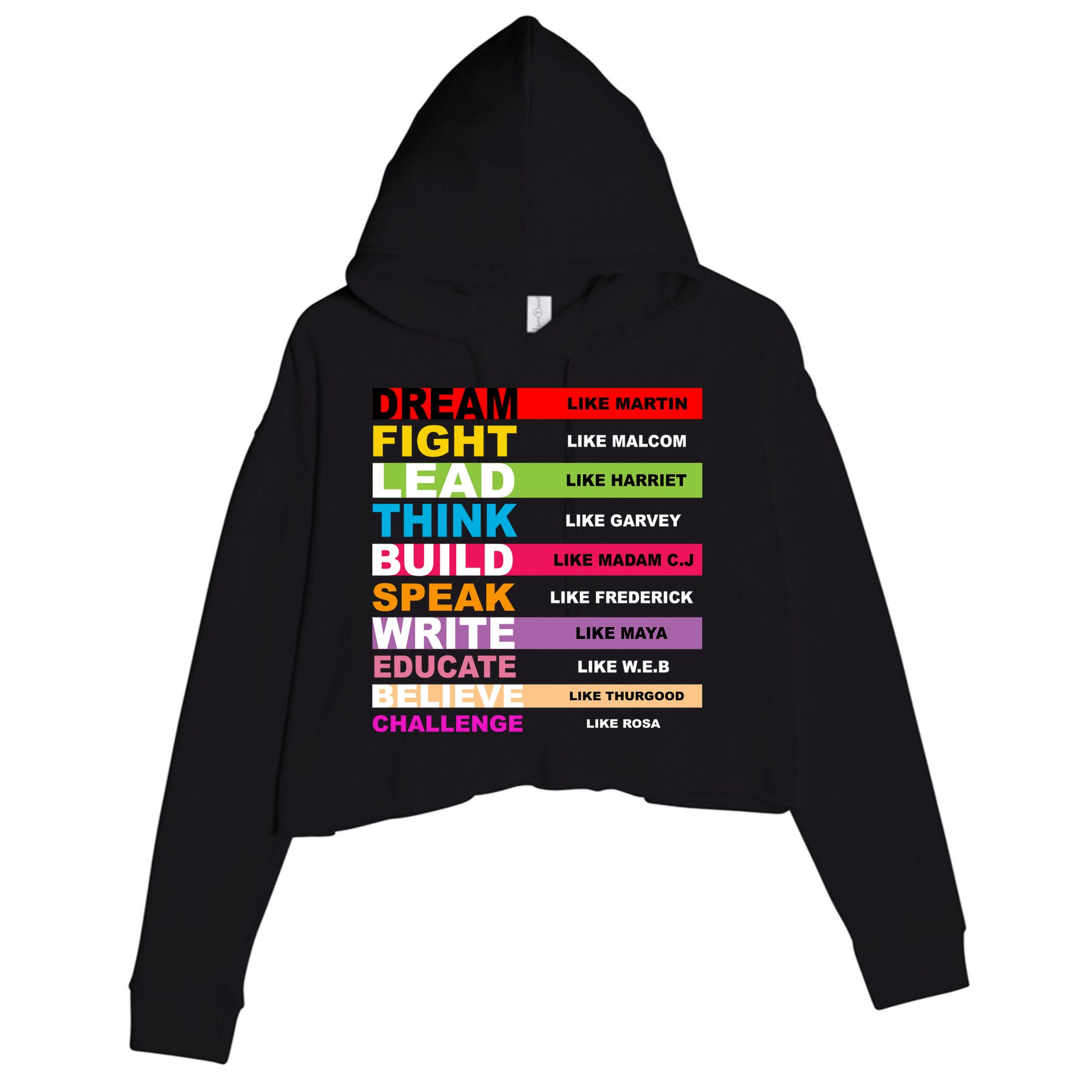 Dream Like Martin Fight Like Malcom Black History Month Crop Fleece Hoodie