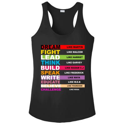Dream Like Martin Fight Like Malcom Black History Month Ladies PosiCharge Competitor Racerback Tank