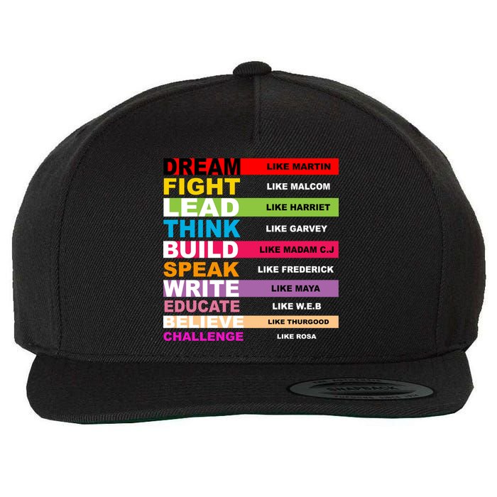 Dream Like Martin Fight Like Malcom Black History Month Wool Snapback Cap