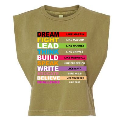 Dream Like Martin Fight Like Malcom Black History Month Garment-Dyed Women's Muscle Tee