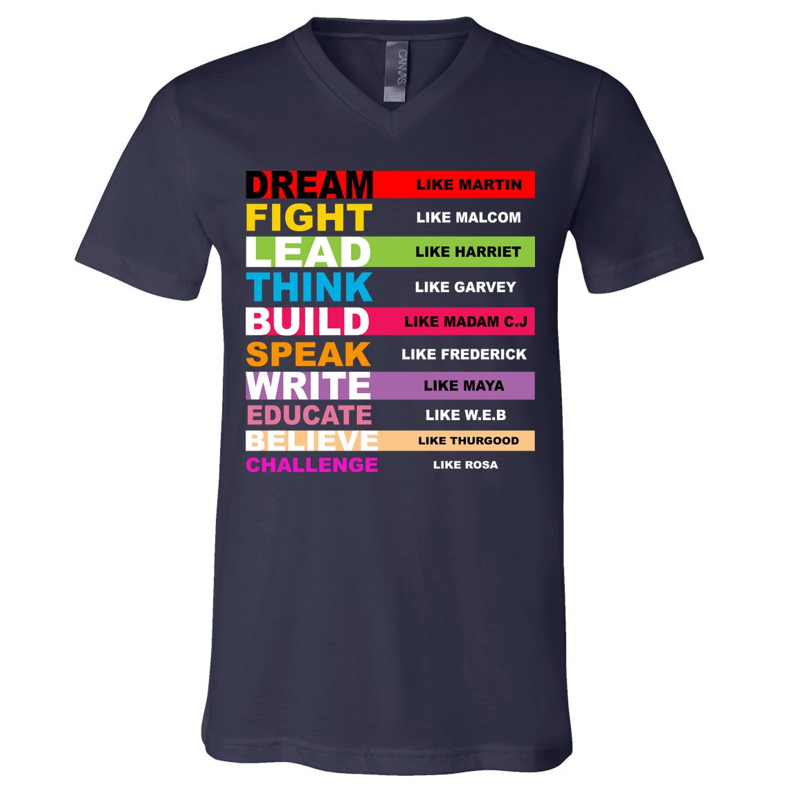Dream Like Martin Fight Like Malcom Black History Month V-Neck T-Shirt