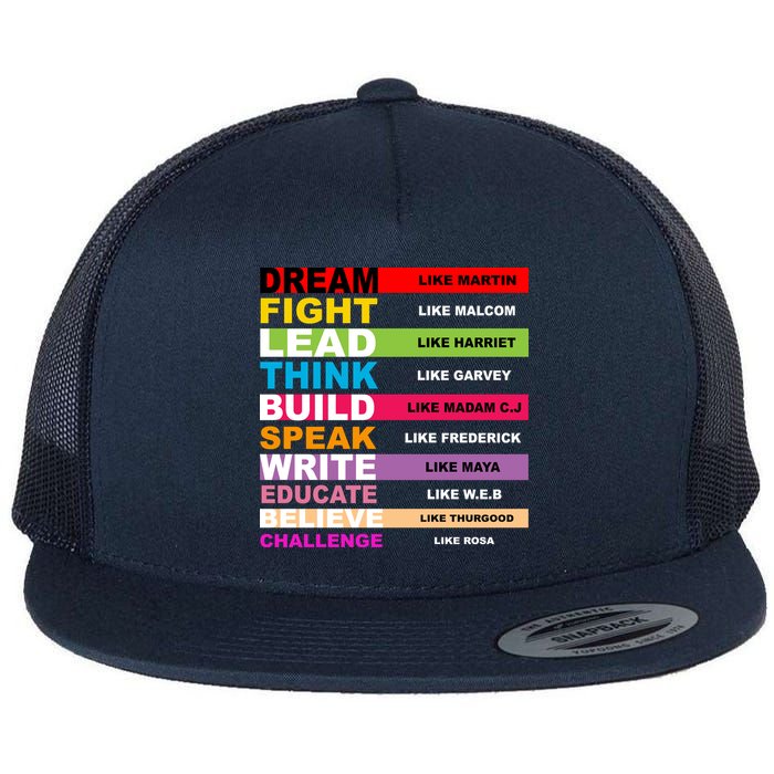 Dream Like Martin Fight Like Malcom Black History Month Flat Bill Trucker Hat