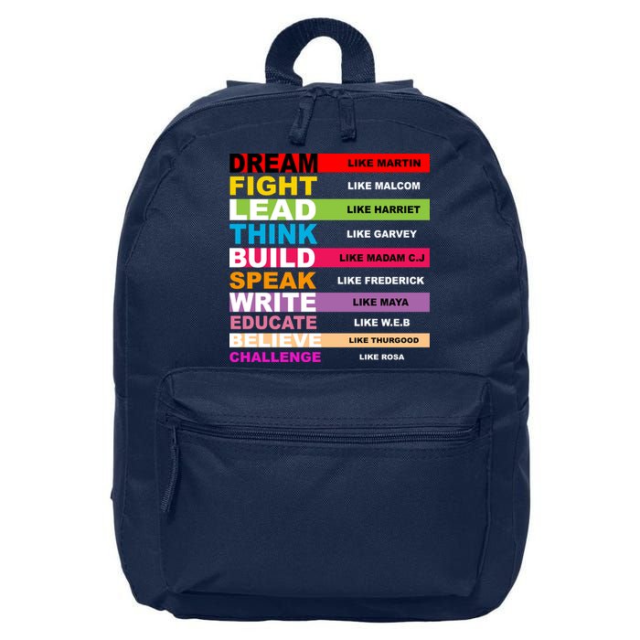 Dream Like Martin Fight Like Malcom Black History Month 16 in Basic Backpack