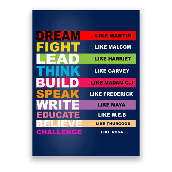 Dream Like Martin Fight Like Malcom Black History Month Poster